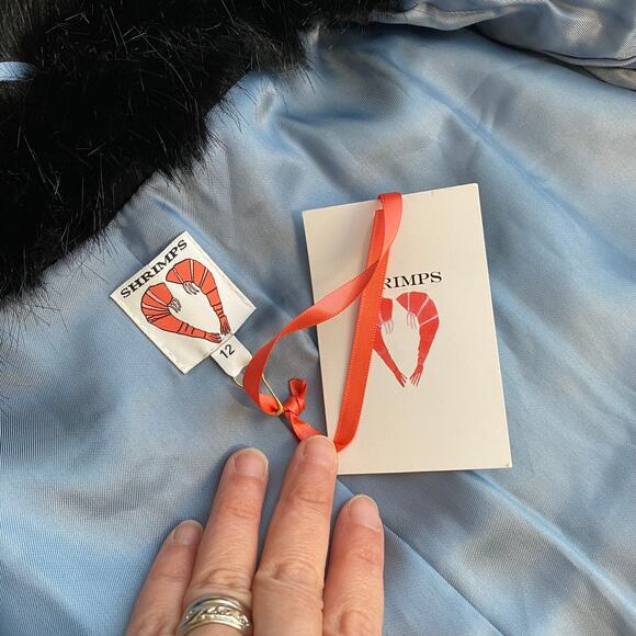 Shrimps Pink Black Plaid Faux Fur Coat Women’s M Short Modacrylic - Picture 11 of 13